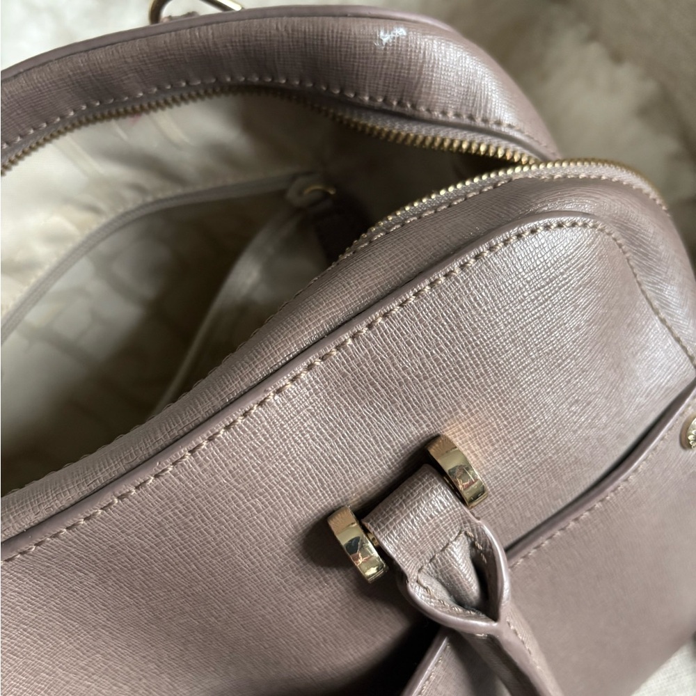 Furla Taupe Brown Saffiano Leather Satchel - Picture 6 of 8